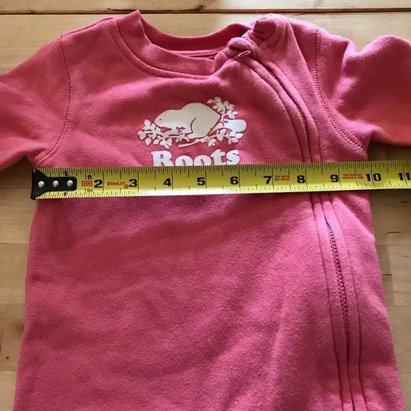 ROOTS Canada Baby Infant Pink Fleece Sweater Zip One Piece Sz 3 - 6 Months S - Picture 9 of 9